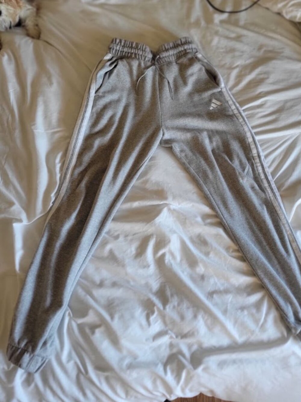 Adidas Women's Gray 3-Stripes Fleece Jogger Sweatpants Size Small